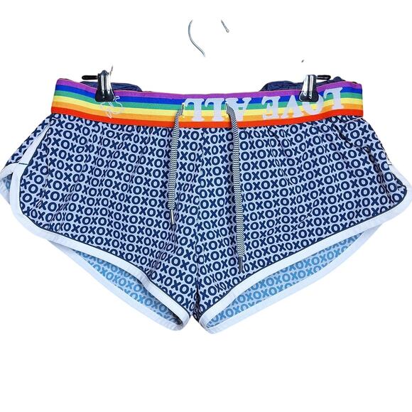 Rabbit Women's Repeats 2" short XOXO rainbow print athletic running shorts lined - Picture 4 of 7